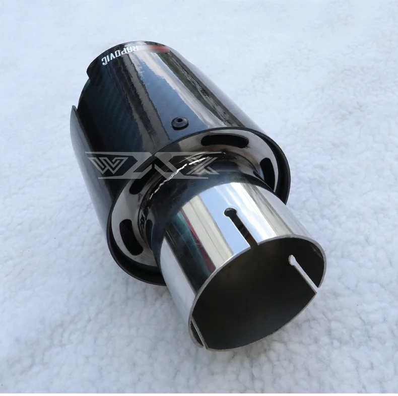 Customized For Akrapovic Glossy Black Carbon Fiber Universal Exhaust Muffler Tip Tail Pipe Refit Single Outlet Straight Exhaust