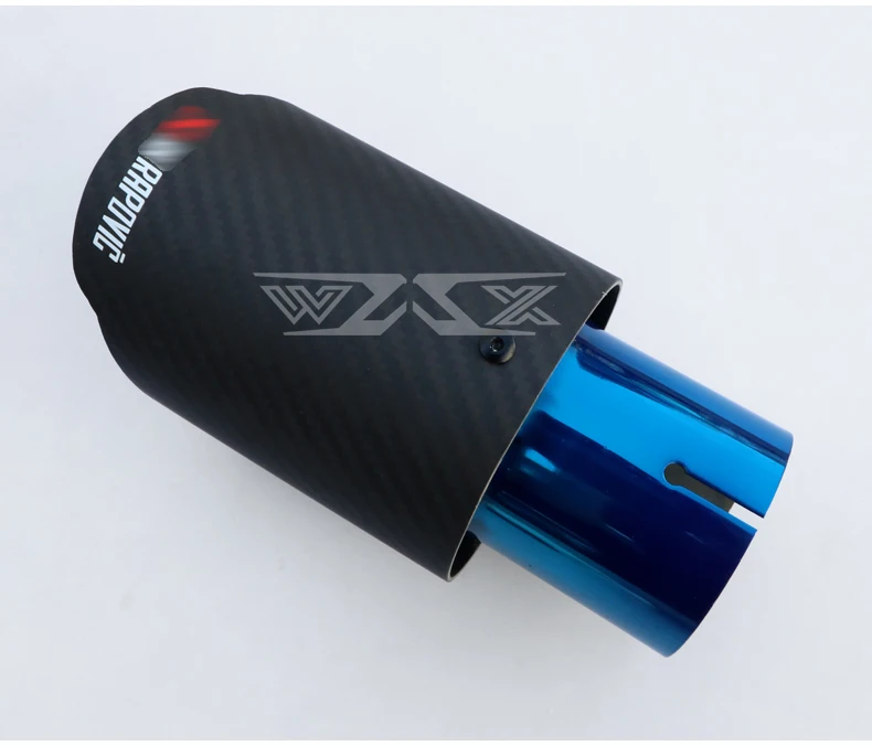 Carbon Fiber Exhaust Tip For Akrapovic Blue Bake Stainless Steel Exhaust Tailpipe Tips Performance Universal Car Accessories