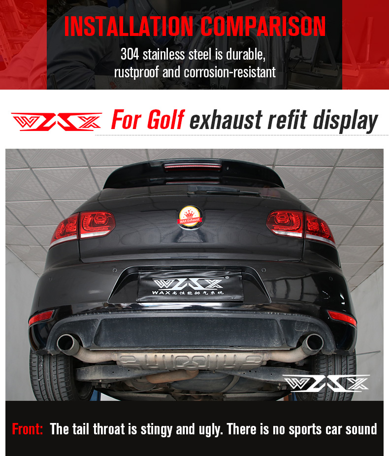 Carbon Fibre Tip EXHAUST CATBACK For VW Golf MK6 MK7 MK7.5 2008-2021 Valvetronic Exhaust Muffler Pipes